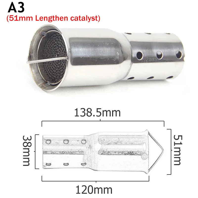 Universal 48MM 51MM 60MM Front Mid End Catalyst DB Killer for Motorcycle Exhaust Muffler Silencer Noise Sound