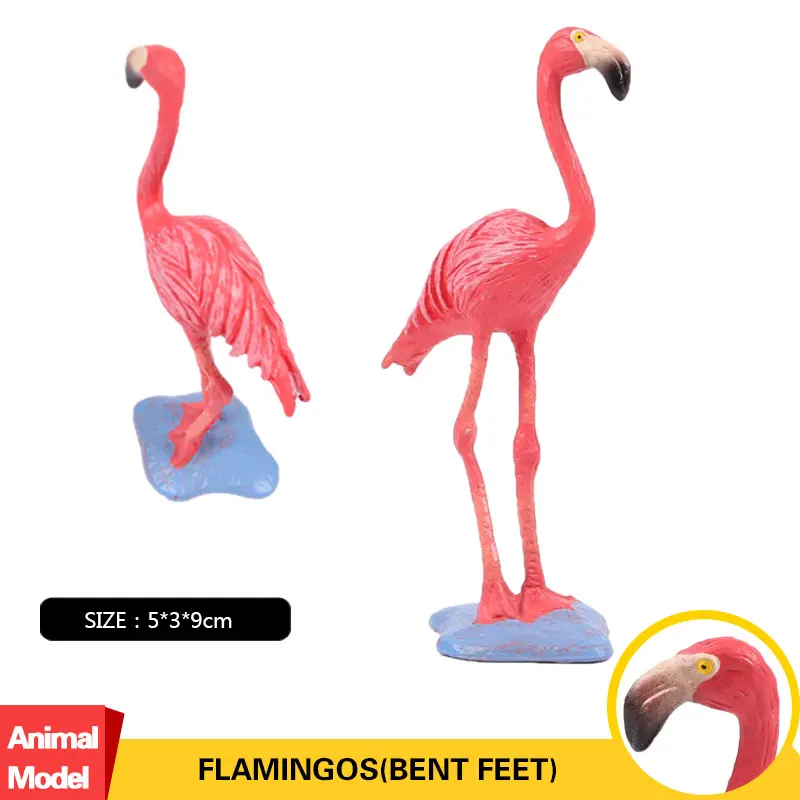 Oenux Wild Pink Flamingos FMG Animal Model Solid PVC Action Figures Phoenicopterus Pink Feather Toy For Kids Birthday Gift