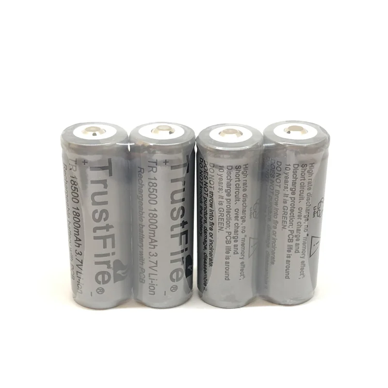 10pcs/lot TrustFire TR 18500 3.7V Rechargeable Battery Camera Flashlight Torch Li-ion Batteries 1800mAh With PCB Protected Board