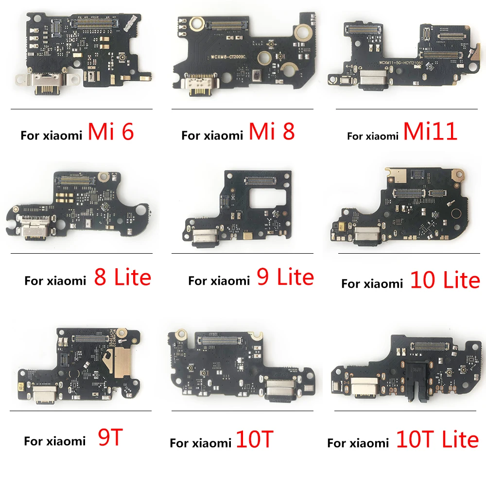 USB Charging Connector Board Port Dock With Microphone Flex Cable For Xiaomi Mi 6 11 10T 10 9 8 Se A1 A2 Lite A3 Note 3 Pro