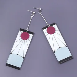 Boucles d'oreilles longues en acrylique Tanjiro Anime pour femmes et filles, accessoires de cosplay, boucles d'oreilles pendantes Hanafuda, bijoux à la mode