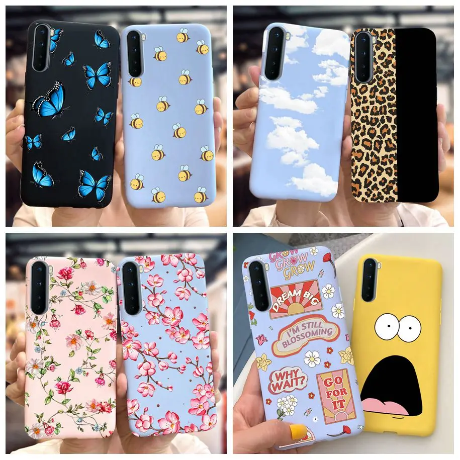 For Phone Case OnePlus Nord Cover Soft Silicone Leopard Flower Butterfly Painted Candy TPU Case For One Plus Nord 1 + Nord Coque