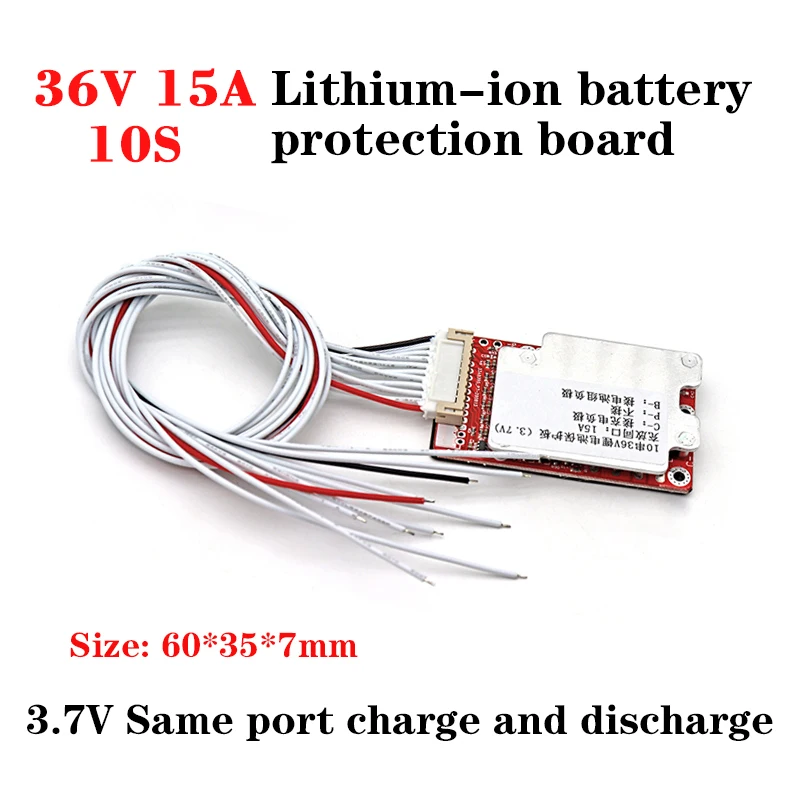 10S 36V 15A Lithium Protection Board 18650 Li-ion ebike Battery Same port PCM BMS PCB Board With Balance for Electric Bicycle