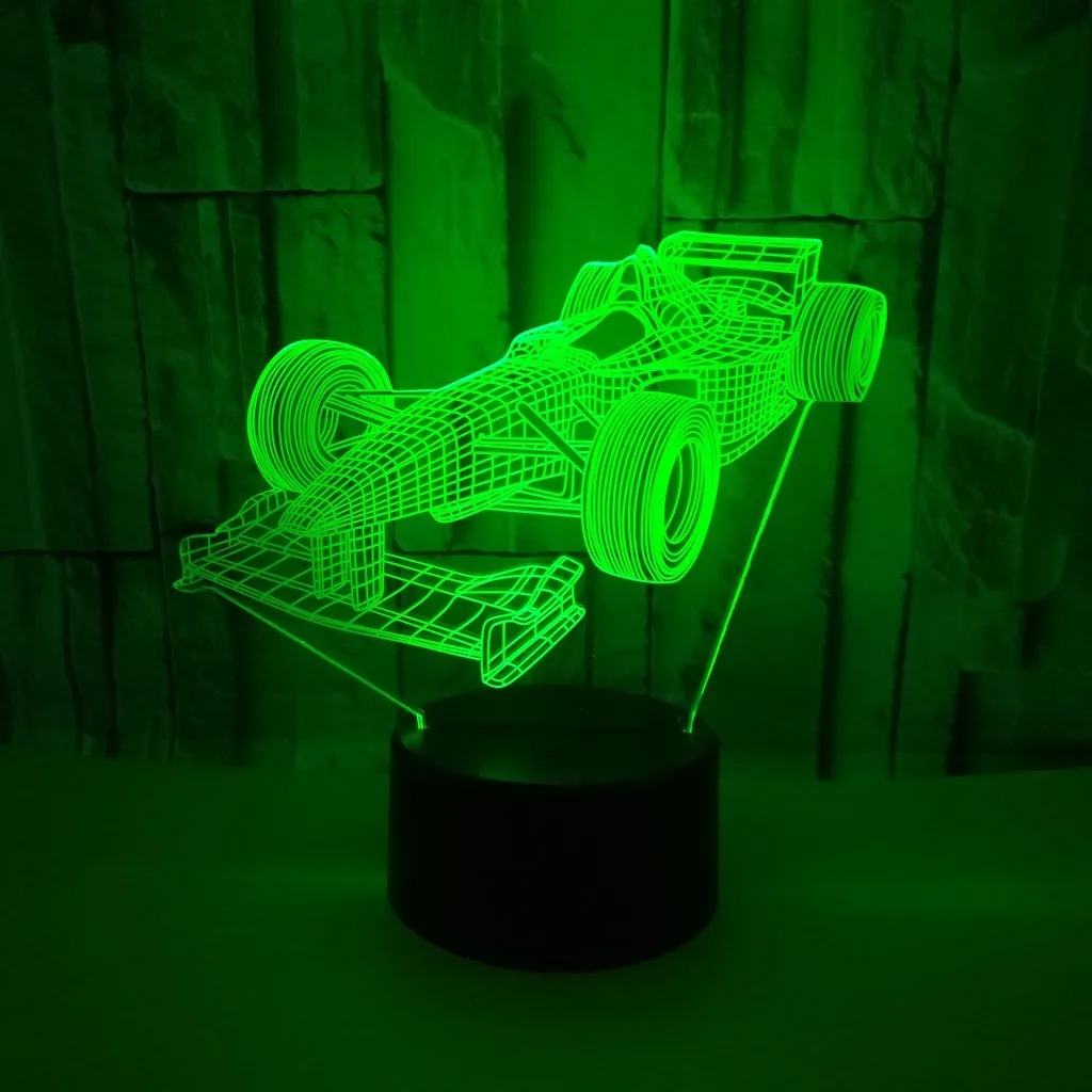 Creative 3d Vision Night Light Stereoscopic Decoration Personalized Racing Car 3d Lamp Room Living Room Usb Nightlight