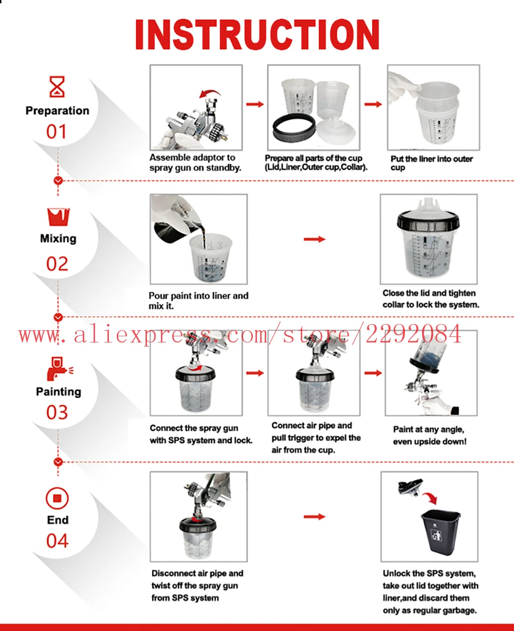 Paint Gun Cup Lids with Lids and Liners 20pcs Spray Gun Disposable Measuring Cups  Paint Mixing Cup 160/400/600/800ml