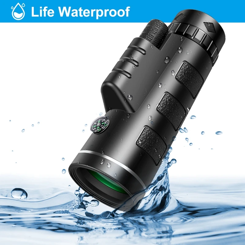 40X60 potente telescopio monoculare professionale BAK4 prisma HD monoculare portatile con bussola per campeggio turistico