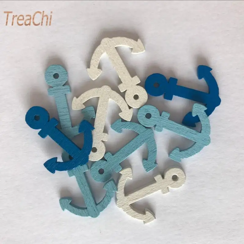 Home Decoration Creative 23.5*19*2Mm Wooden Anchor Rudder Sail and Crown Mini Pendant 10Pcs/lot Random Color