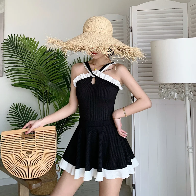 Robe lolita de Style japonais, maillot de bain une pièce Sexy, col licou, dos nu, à volants, Super féerique, pour femmes, nouvelle collection, été, 2021