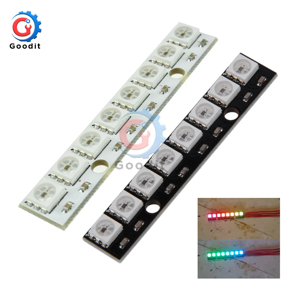 8-bitowy kanał WS2812 5050 RGB 8 LED wbudowany w pełny kolorowy pasek z płytą rozwojową płyta sterownicza dla Arduino 8 kanałowy