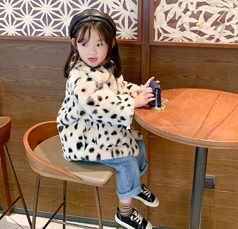 Susy Fashion New Baby Girl Boy Winter Jacket Leopard Faux Fur Thick Infant Toddle Warm Coat Fur Baby Clothes Outwear 1-8Y