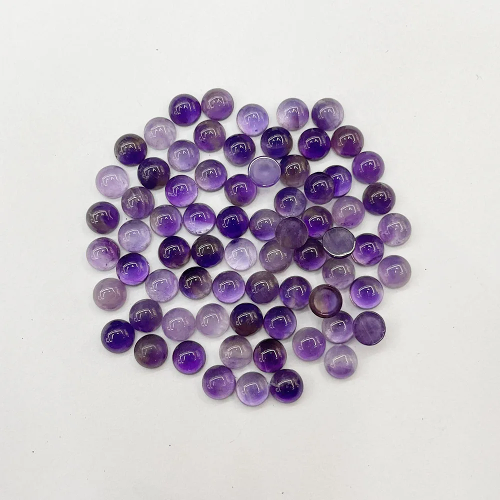 fashion amethysts natural stone 5mm Single arc round cabochon beads for jewelry making 50Pc/lot charm Ring accessories no hole