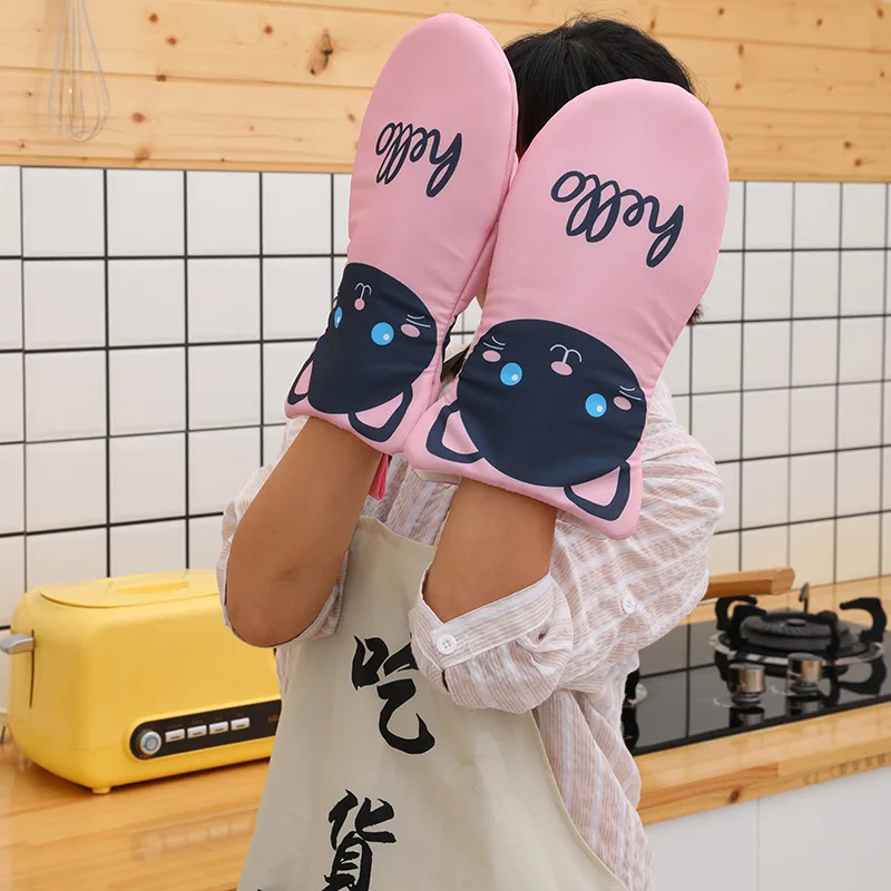 

1 Piece Cute Non-slip Cotton Fashion Nordic Kitchen Cooking microwave gloves baking BBQ potholders Oven mitts