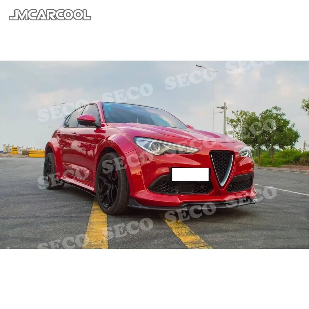 Carbon fiber For Alfa Romeo Stelvio 2017 2018 2019 Front bumper Lip Spoiler Head bumper Chin cover trims Car Styling