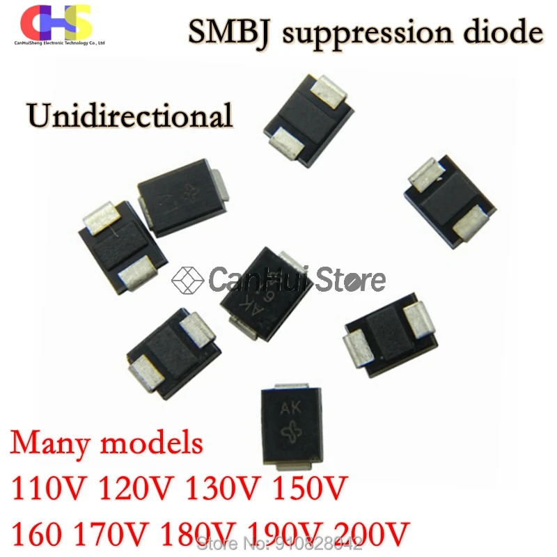 20pcs600W SMB DO-214AA TVS Unidirectional DIODE SMBJ110A SMBJ120A SMBJ130A SMBJ150A SMBJ160A SMBJ170A SMBJ180A SMBJ190A SMBJ200A