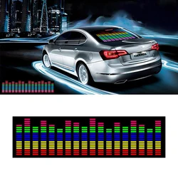 MIHAZ New 45*11cm Led EL sheet music Light lamp sound Equalizer Decoration styling Red Colorful Flash Car Sticker Music Rhythm