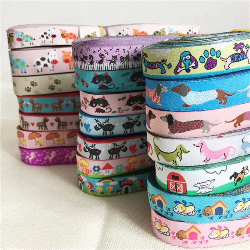 

New 5/8" 16 mm Polyester Ribbon 10 Yards Cartoon Jacquard Ribbon DIY Pet Dog Collar Decorated With Garment Accessories Wholesale