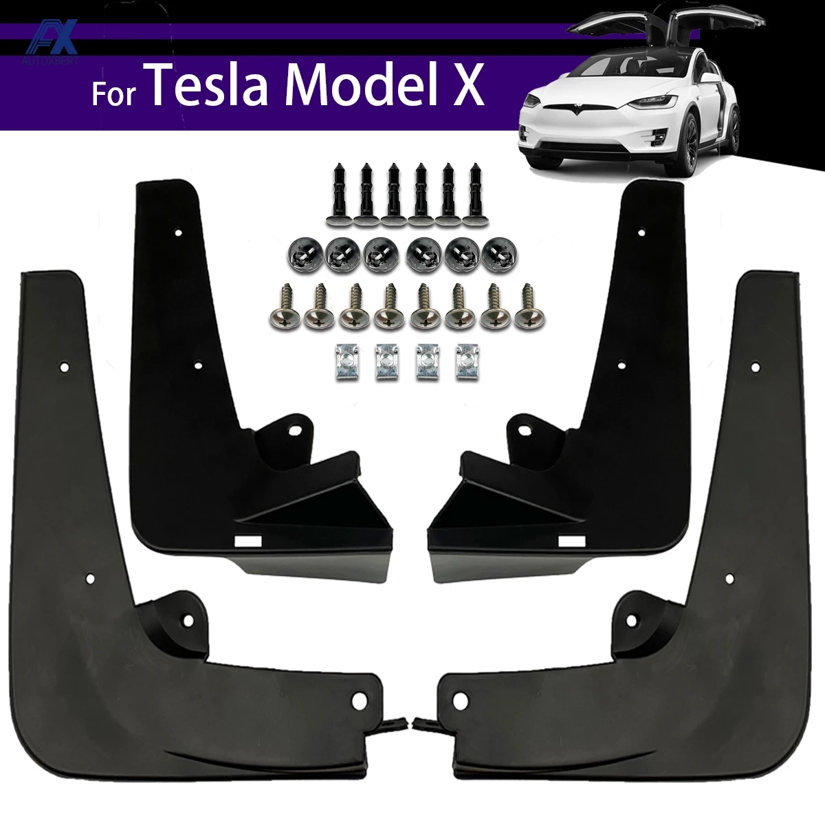 

Molded Mud Flaps For Tesla Model X ModelX 2015 2016 2017 2018 2019 2021 Mudflaps Splash Guards Flap Mudguards W/Clips Screws