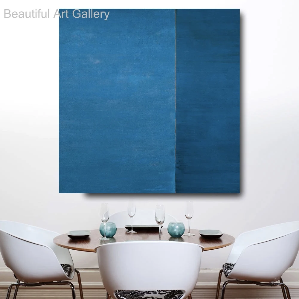 Free Shipping Hand Painted Blue oil Painting on Canvas Painting art picture Unframed Canvas Square Wall Picture Waterproof