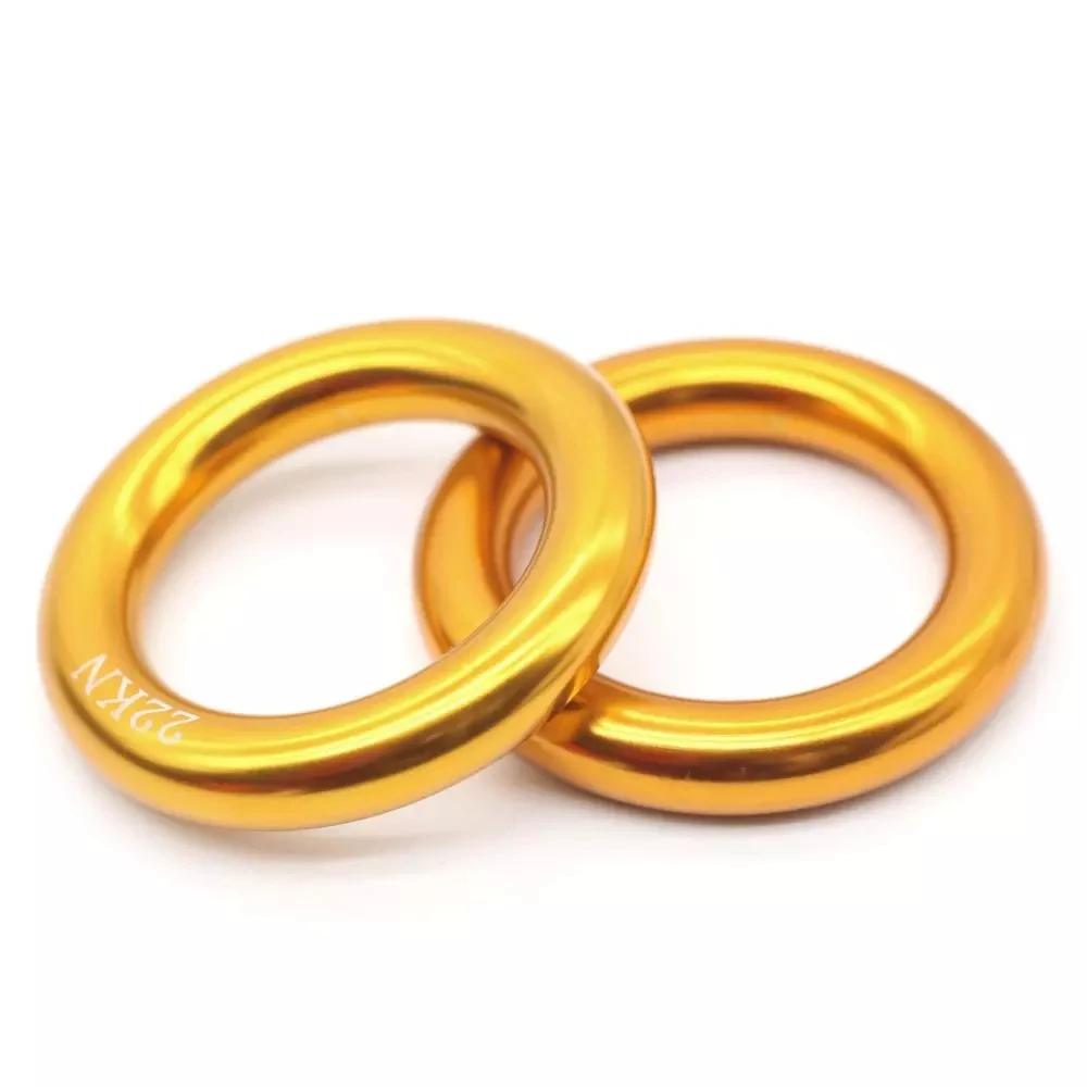 골드 7075 항공 알루미늄 합금 실내 실외 공중 해먹 커넥터 1 쌍/2 개, 공중 요가 실크 액세서리 O 링 22KN