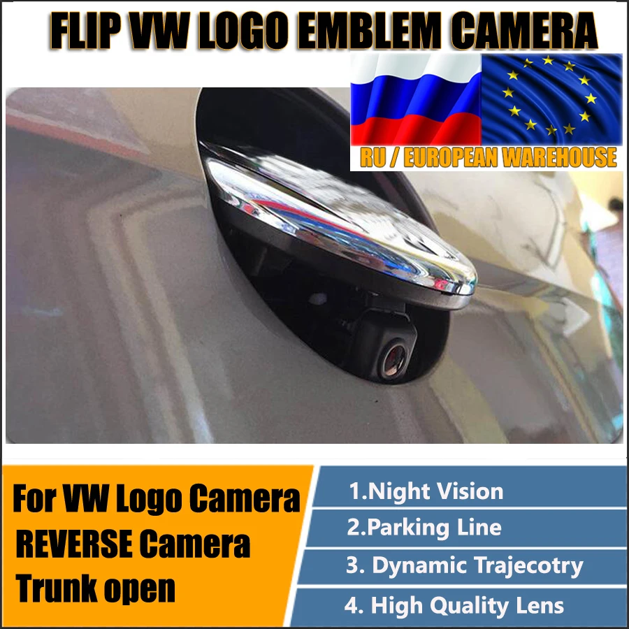 

Logo Emblem Flip Rotating Badge Camera For GOLF 6 7 8 Passat CC Beetle EOS Trunk Handle BackUp Rear View Parking Camera