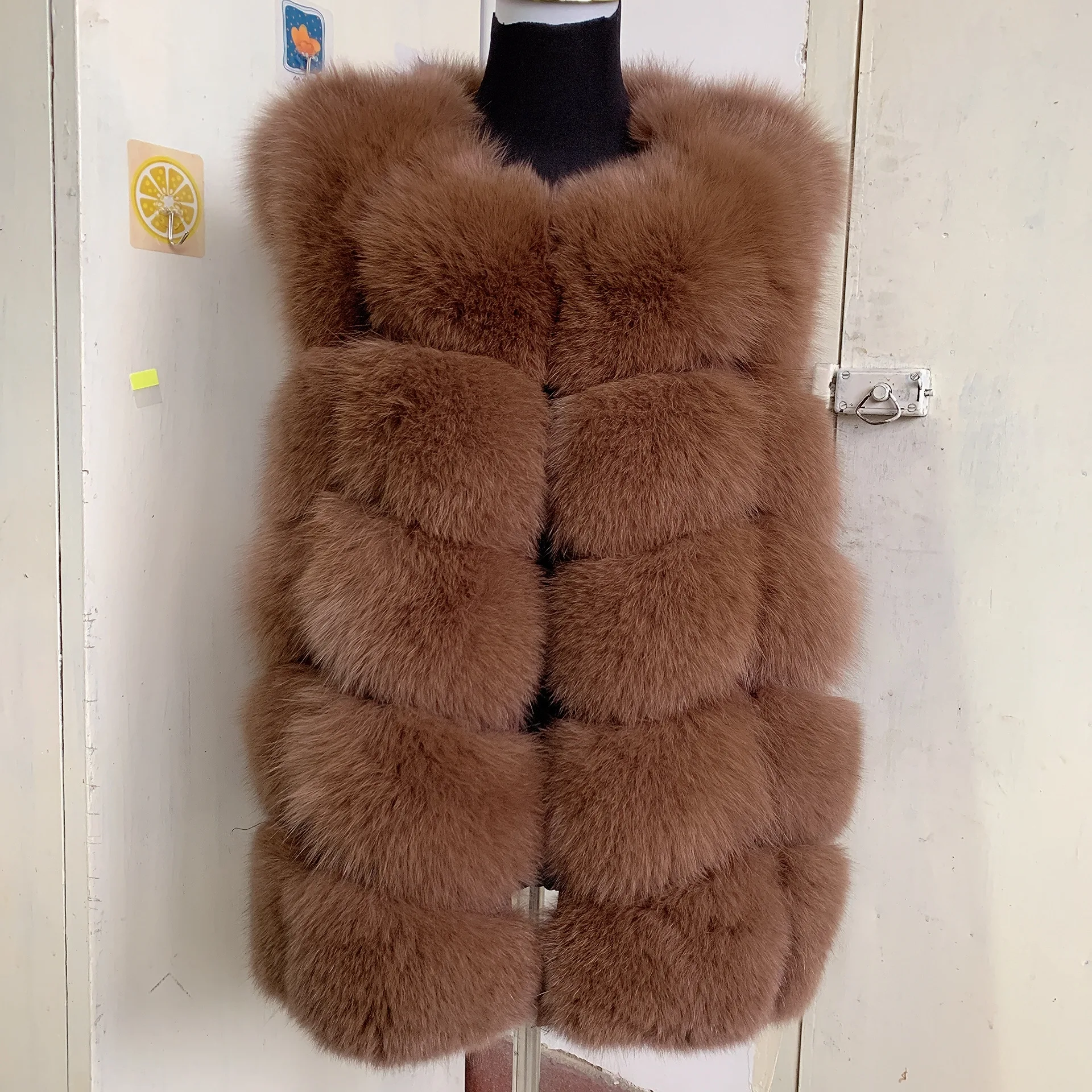 Natural fox fur vest high-quality fox fur jacket ladies autumn and winter warm real fur vest 100% real fox fur vest jacket