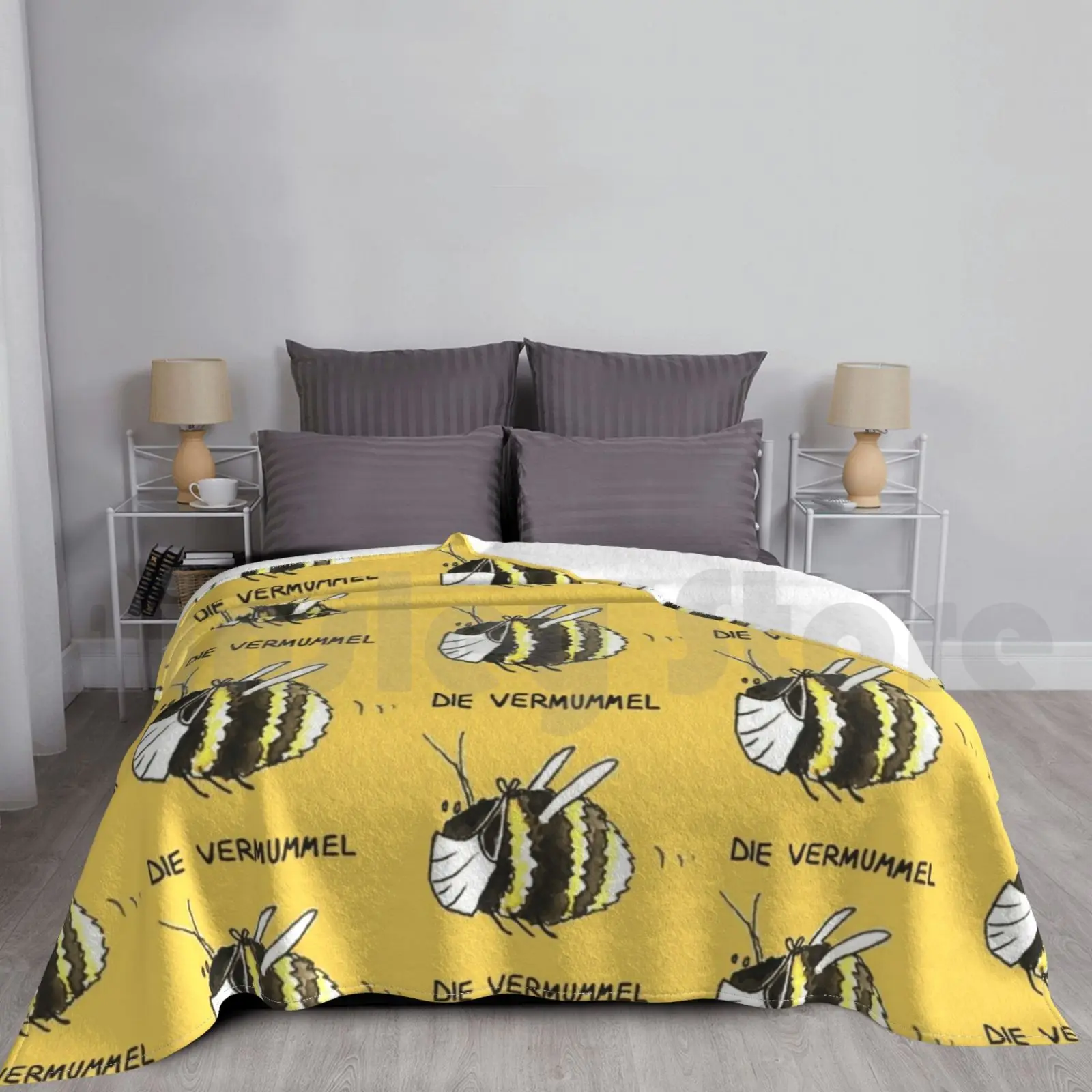 The Masked Bumblebee ( German Version / Yellow2 ) Blanket Fashion Custom Bee Bumblebee Nature Insect