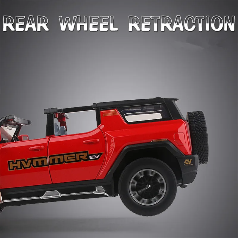 1:24 HUMMER EV Alloy New Energy Car Model Diecasts Metal Off-road Vehicles Car Model Collection Sound Light Simulation Kids Gift