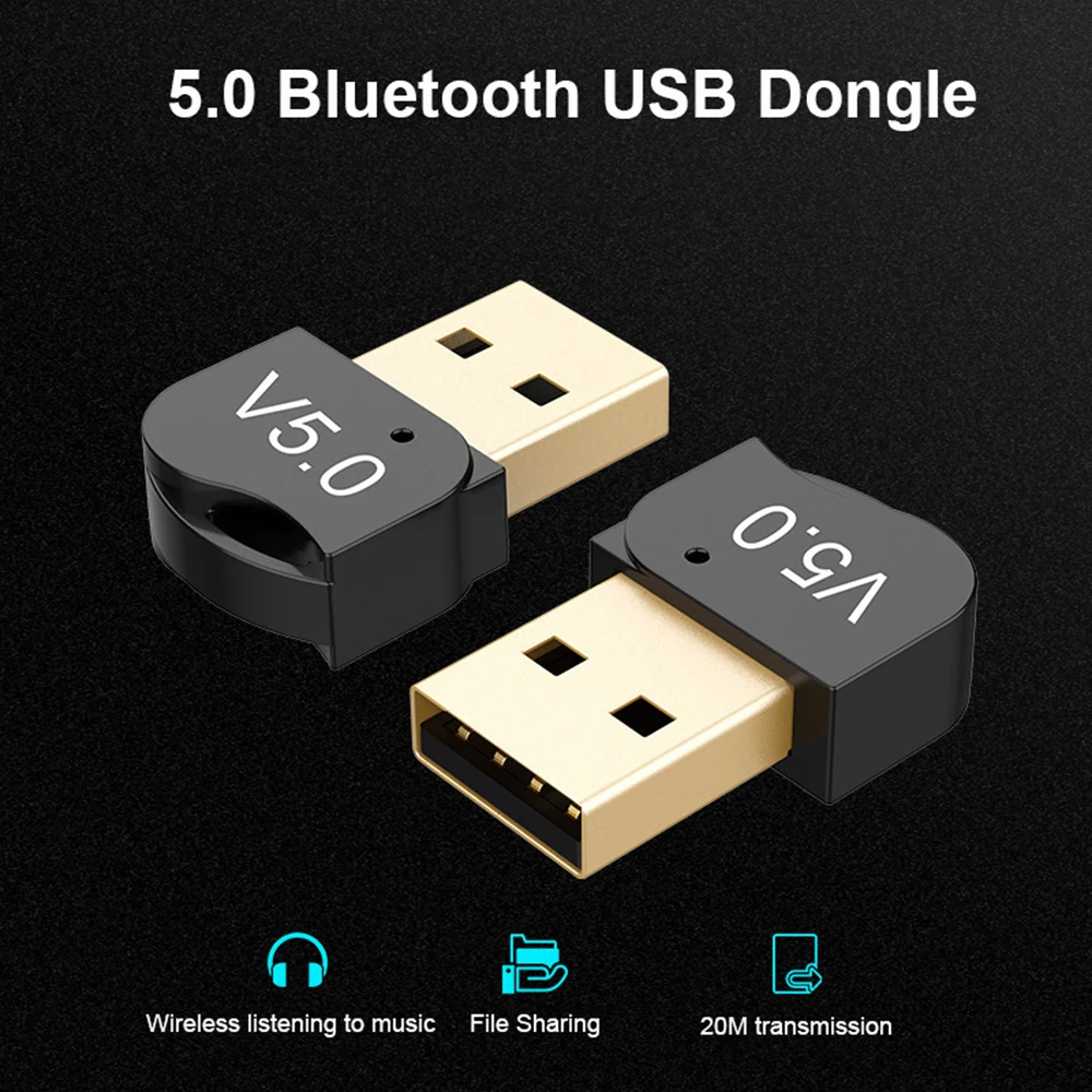 USB 블루투스 호환 어댑터 V5.0 무선 동글 음악 사운드 리시버 어댑터, 블루투스 호환 송신기 어댑터