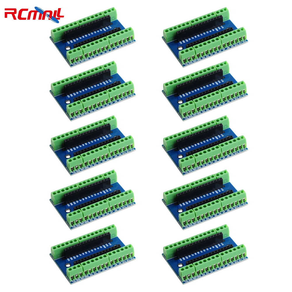 RCmall 10Pcs NANO V3.0 Controller Terminal Adapter Expansion Board NANO IO Shield Simple Extension Plate For Arduino