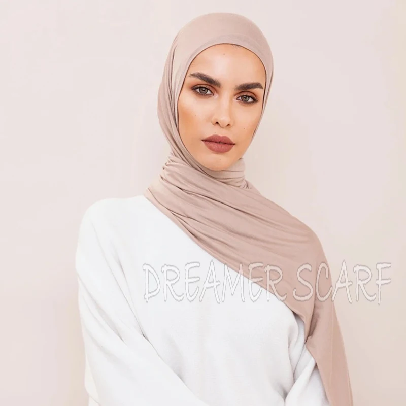 2021 Muslim One Loop Jersey Hijab Scarf Femme Musulman Instant scarf Islamic Headscarf Malaysia Hijab Female Foulard Bandana 1PC