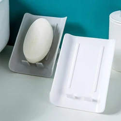 Non-slip Soap Saver Waterfall Soap Dish Drain Soap Holder Storage Rack Stop Mushy Soap for Bathroom Kitchen, White, Gray