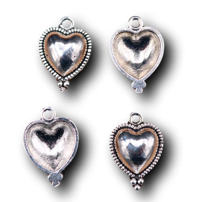 10pcs Silver Plated Christian Sacred Heart Pendants Religious Bracelet Necklace Accessories DIY Charms For Jewelry Crafts Making