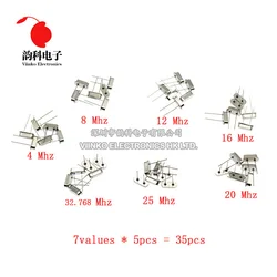 HC-49S Crystal Oscillator electronic Kit resonator ceramic quartz resonator hc-49 DIP 7 kinds X 5pcs 4 8 12 16 20 25 32.768 MHZ