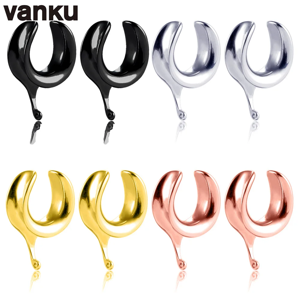 Vanku 2PCS 316L Stainless Steel DIY Ear Weights Ear Saddle Piercing Flesh Tunnels Hooks Body Jewelry Ear Hanger Gift For Unisex