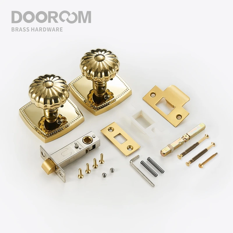 Dooroom Privacy Deurslot Set Shiny Gold Pvd Keyless Knop Badkamer Slaapkamer Klink Pompoen Zoals