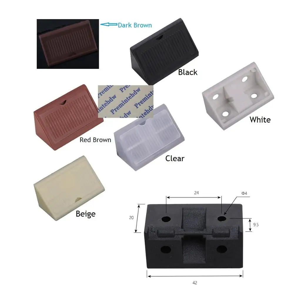 

100Pcs/Lot 90 Degrees Corner Connecting Bracket Plastic Cabinet Furniture Closet Corner Joint Black Clear White Red Brown Beige