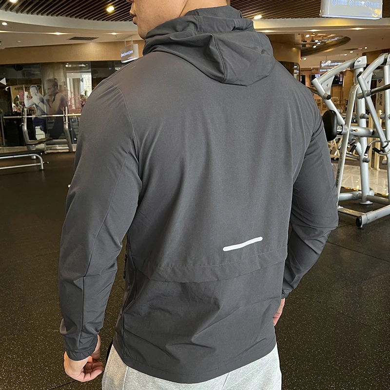 Autumn Hoodies Sport Shirt Men Zipper Running Jackets spandex Fitness Gym outdoor Sports climbing Clothing Sport Top Sportswear