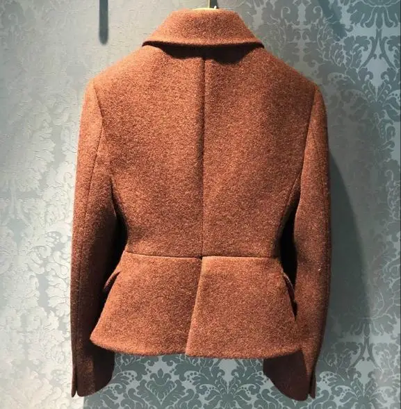 Cappotto di lana corto invernale vintage stile corte francese donna risvolto vita sottile temperamento miscele di lana