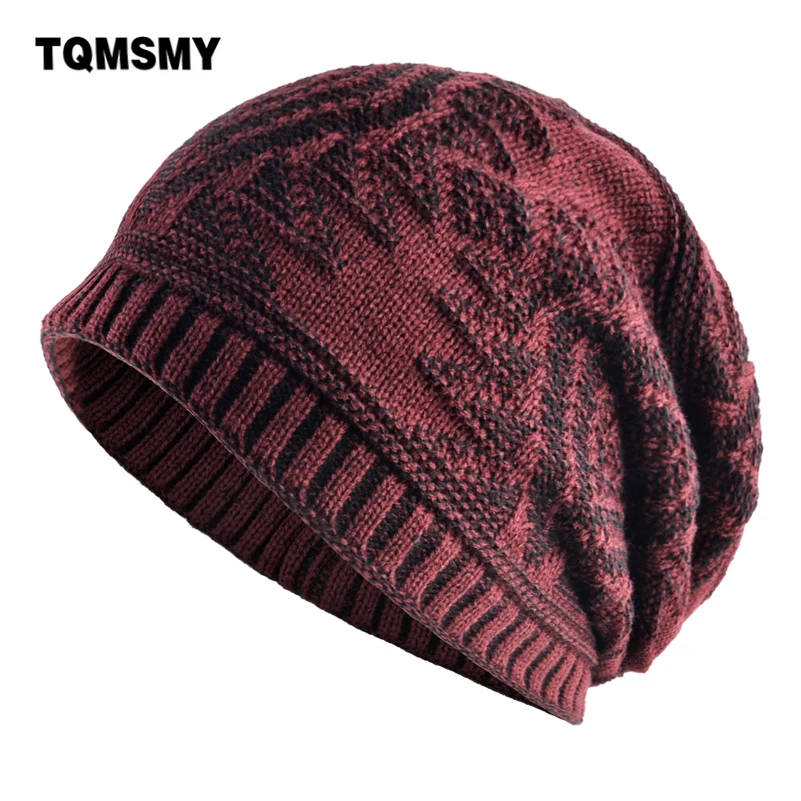 

TQMSMY Fashion Knitted Pattern Beanies Hat Men Knitting Winter Warm Bonnet Gorras Double Layer Add Velvet Skullies Beanies E69