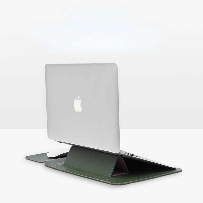 Macbook Notebook Tas Is Geschikt Voor 13 ~ 15.4 Inch Computer Multifunctionele Effen Kleur Lederen Case Muismat Beugel