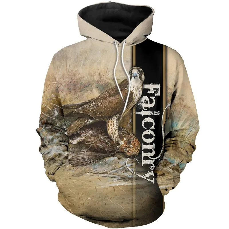 

3D All Over Printed Falconry Hoodie Pullover Autumn Winter Crewneck Casual Sweatshirt New Fashion Unisex Jacket