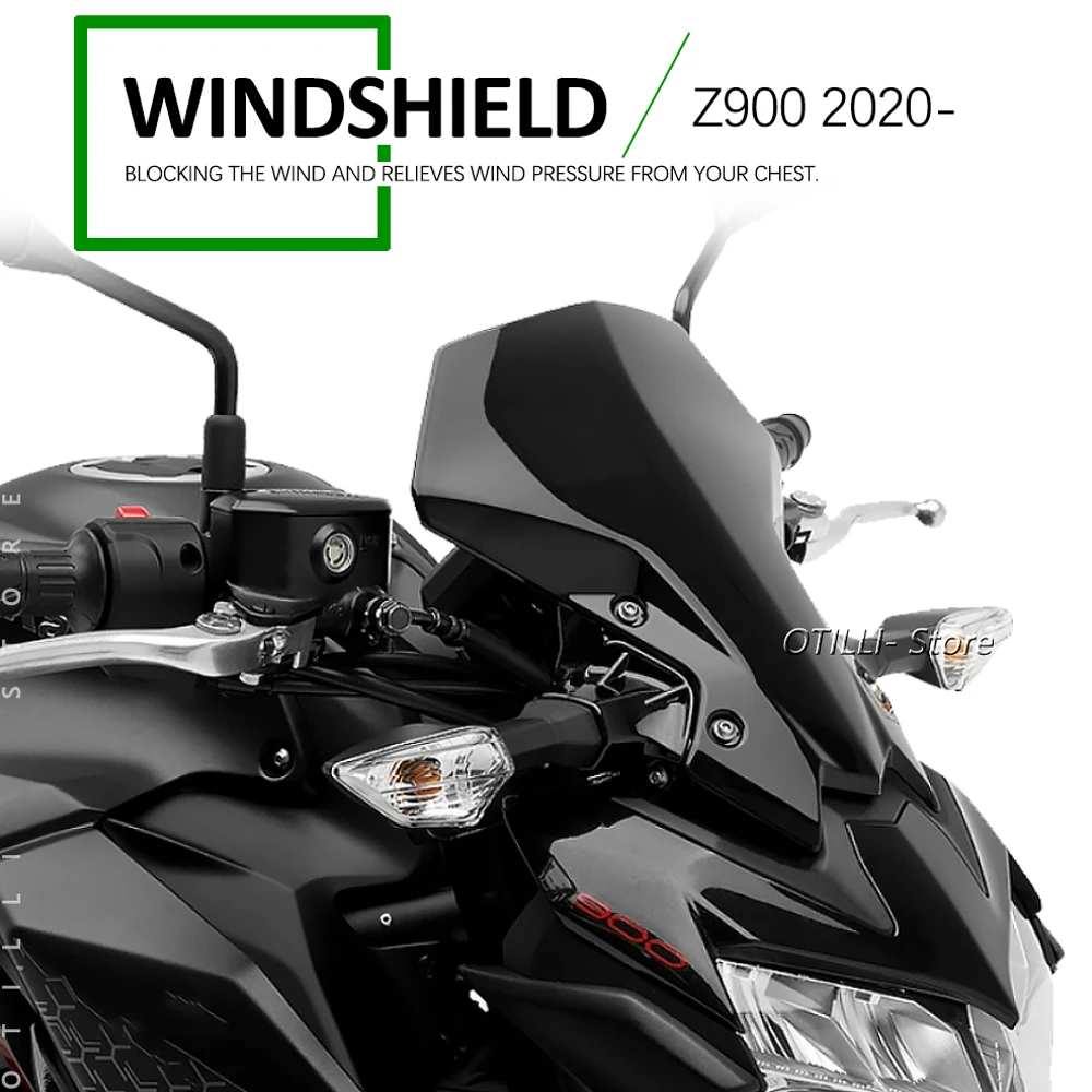 جديد لـ Kawasaki Z 900 Z900 2020 2021 2022 حاجز الزجاج الامامي للدراجات النارية حاجز الزجاج الامامي فقاعة مزدوجة منحرف الرياح