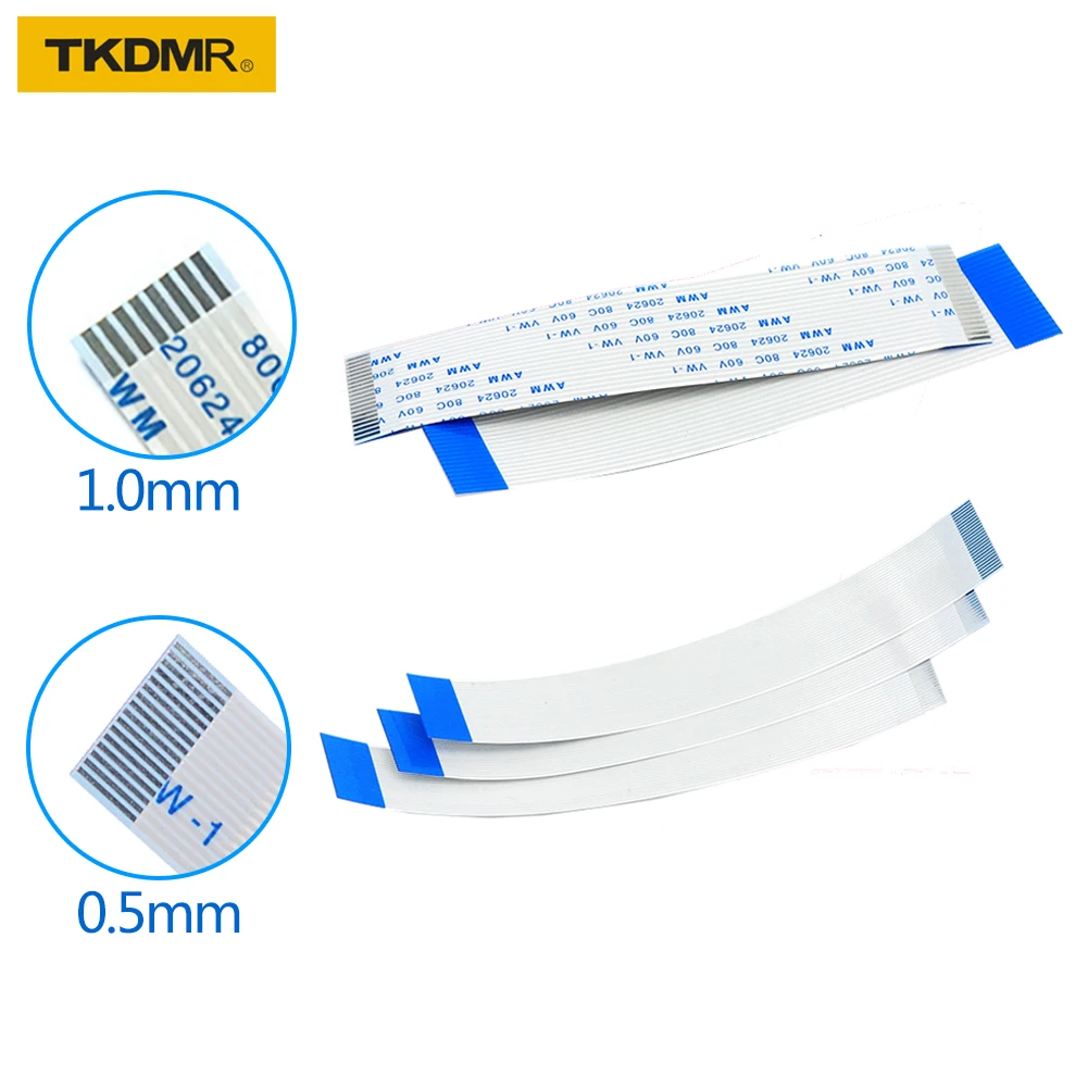

TKDRM Flat flexible cable FFC FPC LCD cable AWM 20624 80C 60V VW-1 FFC-0.5MM 1MM 4pin Connector blue 50-300MM wire connector
