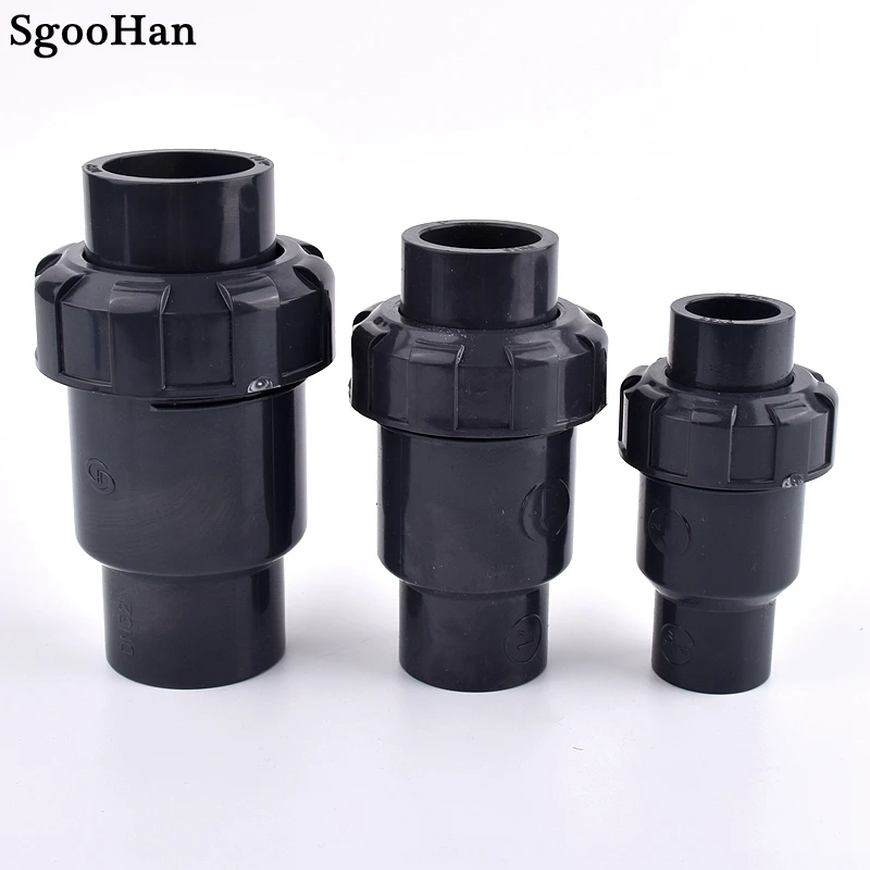 1pc I.D 20~110mm UPVC One Way Check Valve Aquarium Fish Tank Adapter Non-Return Ball Valve Irrigation Water Pipe Fittings