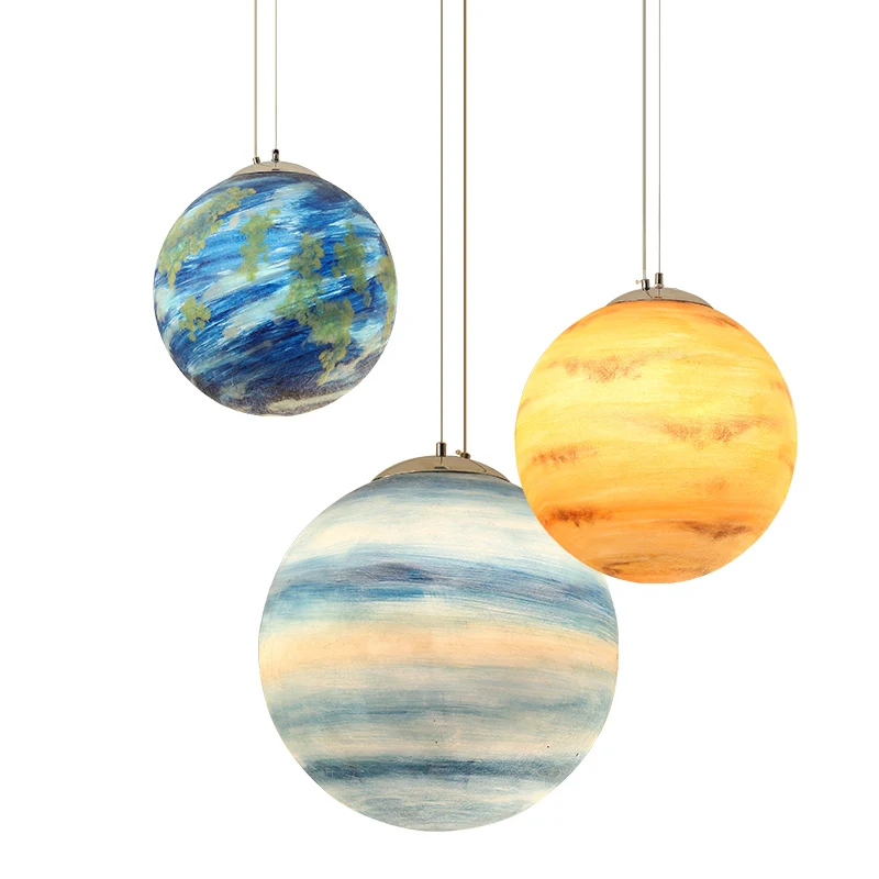 

Modern Designer Creative Universe Resin Ceiling Light Theme Park Child room living room hall Starry Moon Ball Ceiling Lamp