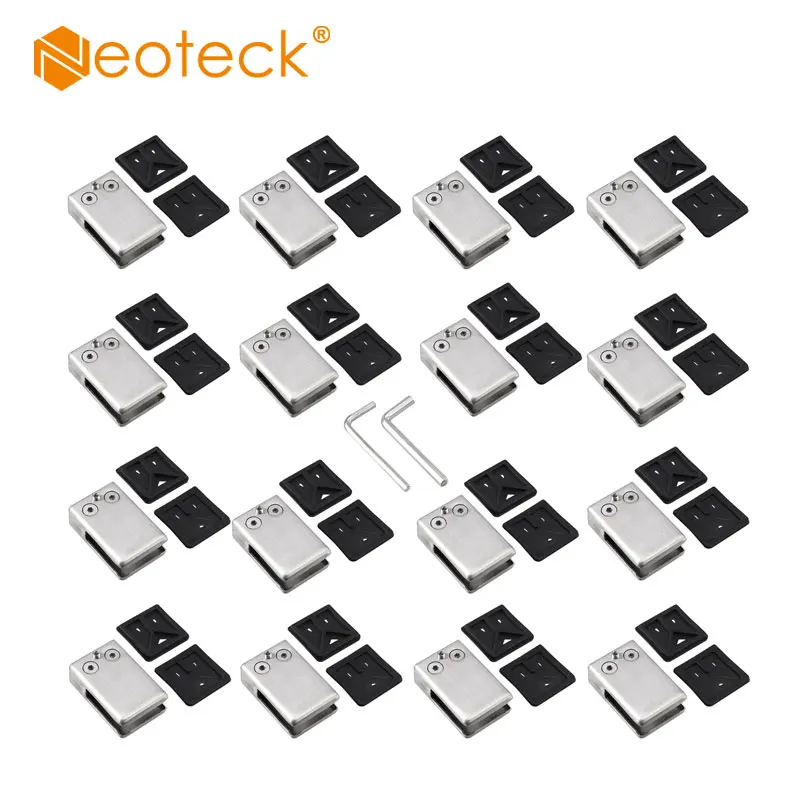 stainless steel square glass clip bracadeira suporte flat back corrimao 11 mm 12 mm neoteck304 01