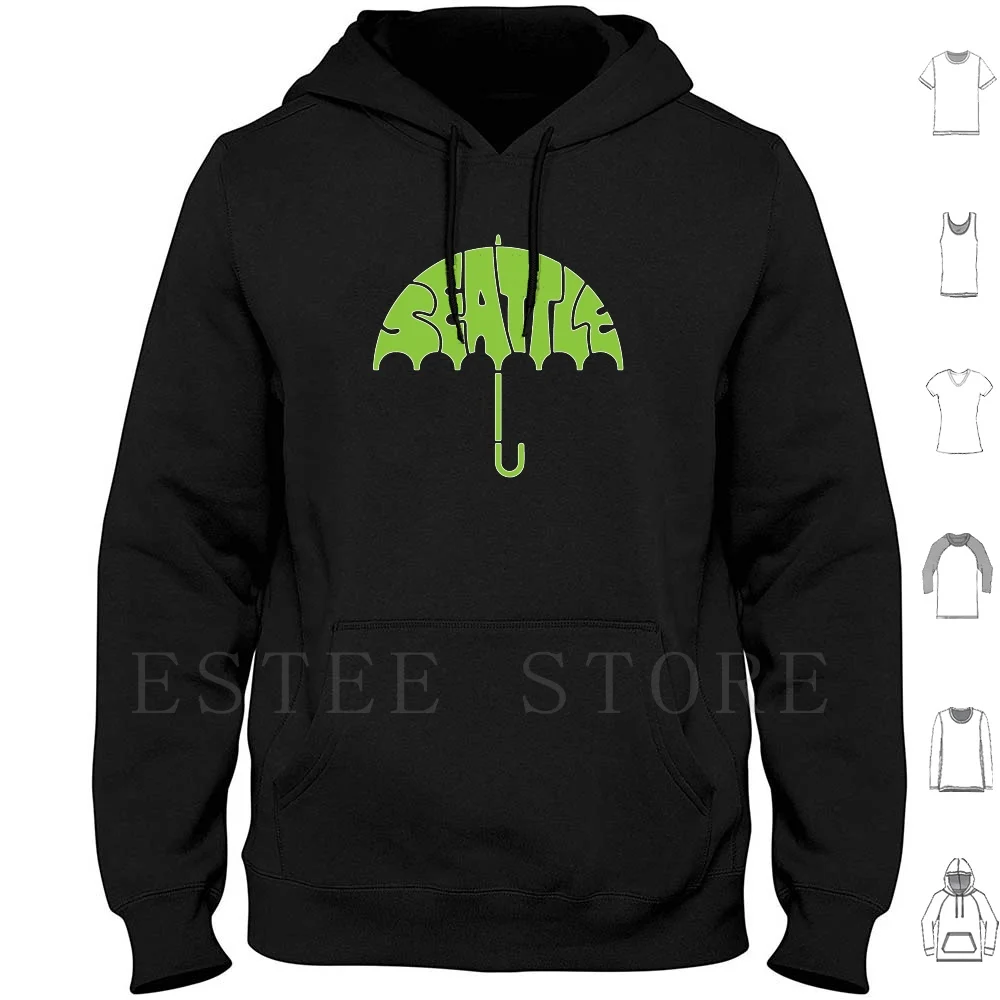 Seattle Rain Umbrella Hoodie Long Sleeve Seattle Umbrella Rain City Seatown Wet Pnw Pacific Northwest Seahawks Colors New