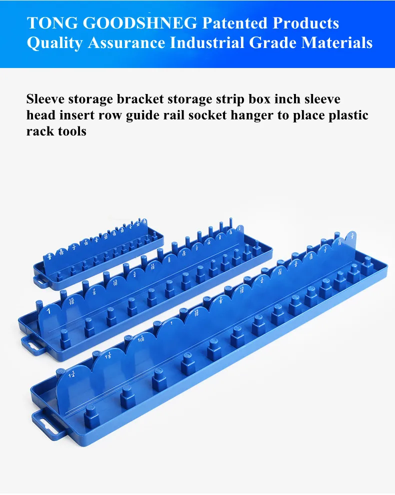 Caja de soporte de almacenamiento de manga, colgador de tubo de guía para colocar herramientas de estante de plástico, 1/2 ", 1/4", 3/8"