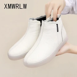 XMWRLW stivaletti da donna in vera pelle scarpe basse invernali in peluche calde stivali da neve da donna stivaletti da donna invernali taglie forti 43