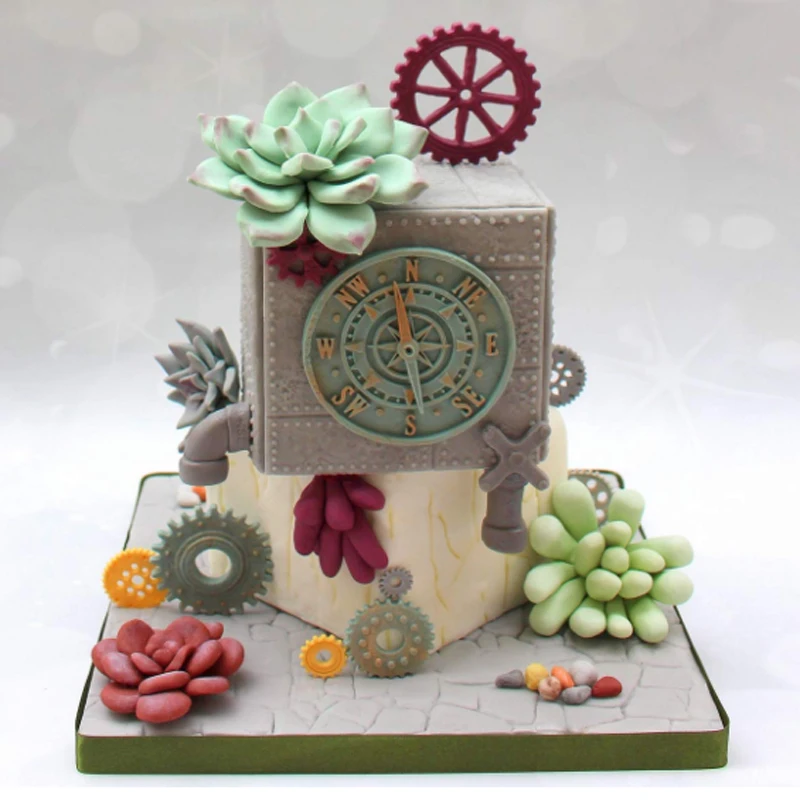 Distressed Cogs Silicone Mold Fondant Cake Decor Tools Silicone Molds Sugarcrafts Chocolate Baking Tools For Cakes Gumpaste Form